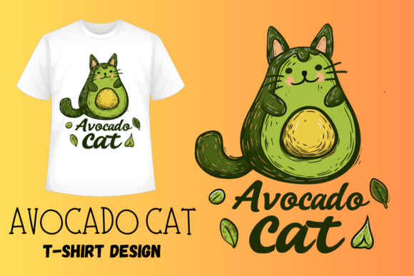 Avocado Cat Tshirt Design: A Playful Asset for Modern Branding