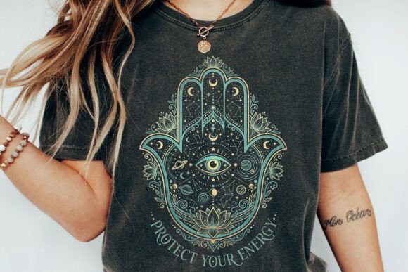 Celestial Hamsa Hand Protection Design: A Modern Graphic Asset