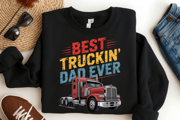 Funny Trucker Dad T-Shirt PNG Design: Celebrating the Road Warrior