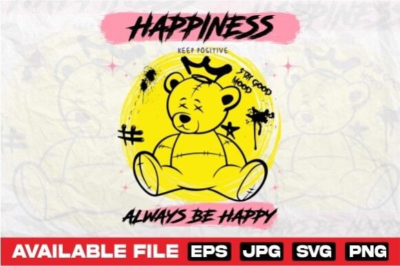 Happiness Cute Bear Urban T-Shirt Design: A Versatile Asset