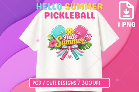 Hello Summer Pickleball T-Shirt Design: Vibrant Seasonal Graphics