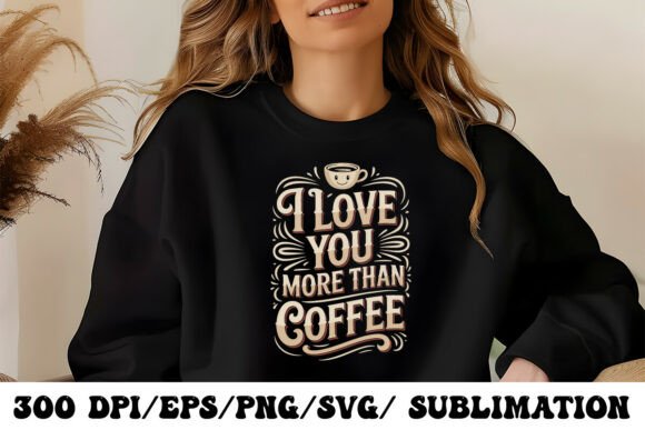 Love You More Than Coffee Quote Design
