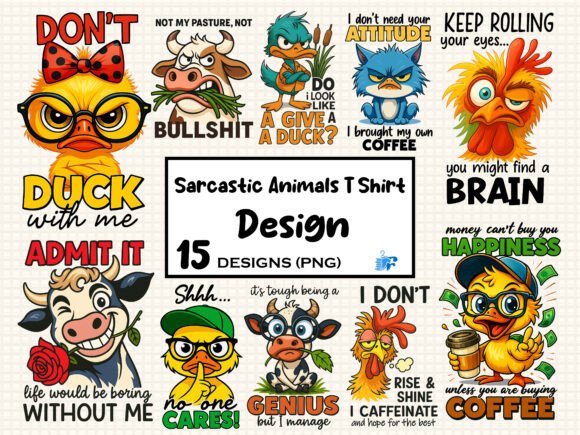 Sarcastic Animals T-Shirt Design Bundle: A Designer's Secret Weapon