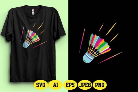 Shuttlecock Badminton SVG T-Shirt Design for Creative Projects