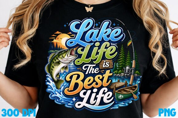 Unlock Summer Vibes: Lake Life Fishing Sublimation Design PNG