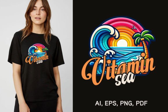 Vitamin Sea Summer T Shirt Design: A Creative Asset