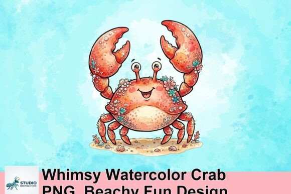 Whimsy Watercolor Crab PNG: A Touch of Beachy Fun